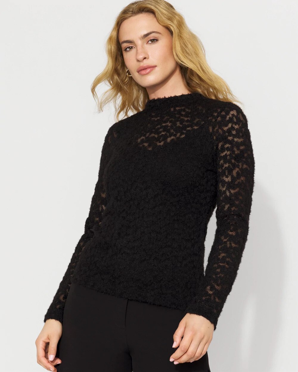 Textured Lace Mockneck Top | White House Black Market